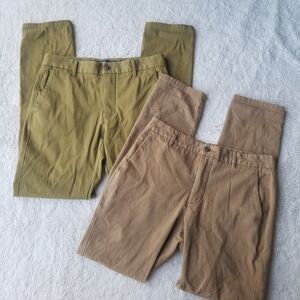 Everlane Uniform Chino Pants Men's 30x32 Slim Straight 2pc Bundle Lot Khaki